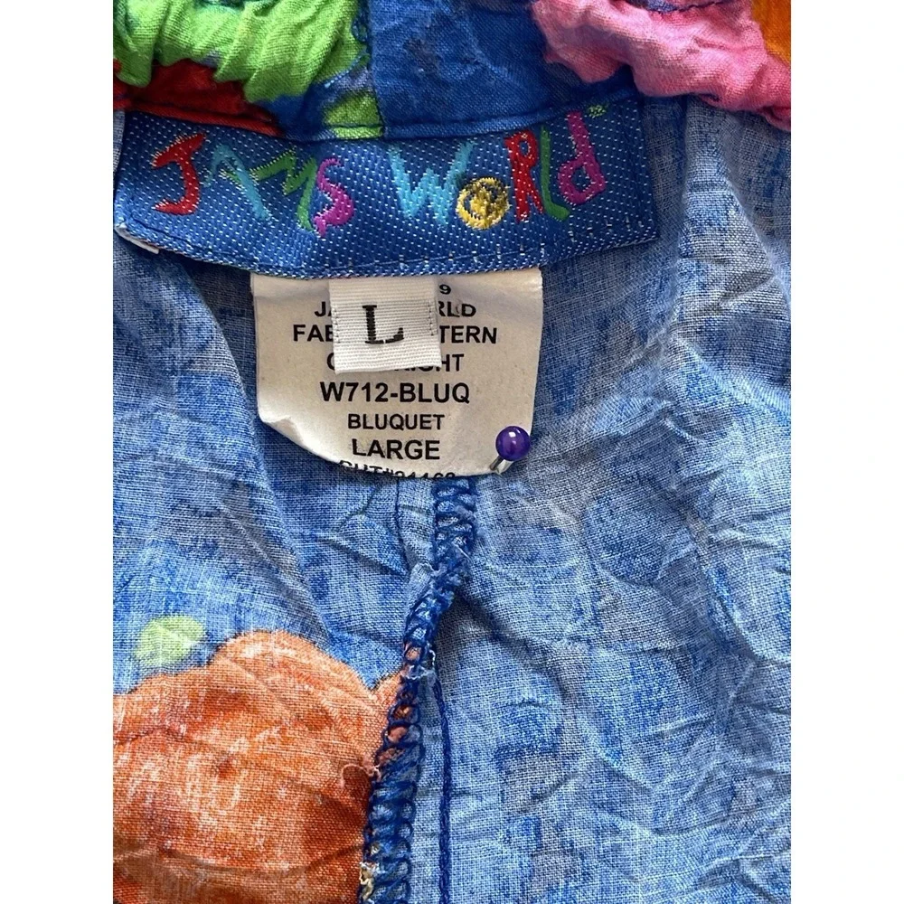 Jams World Crop Pants Bluquet Size L Drawstring Beach Pool Vacation Resort  Blue